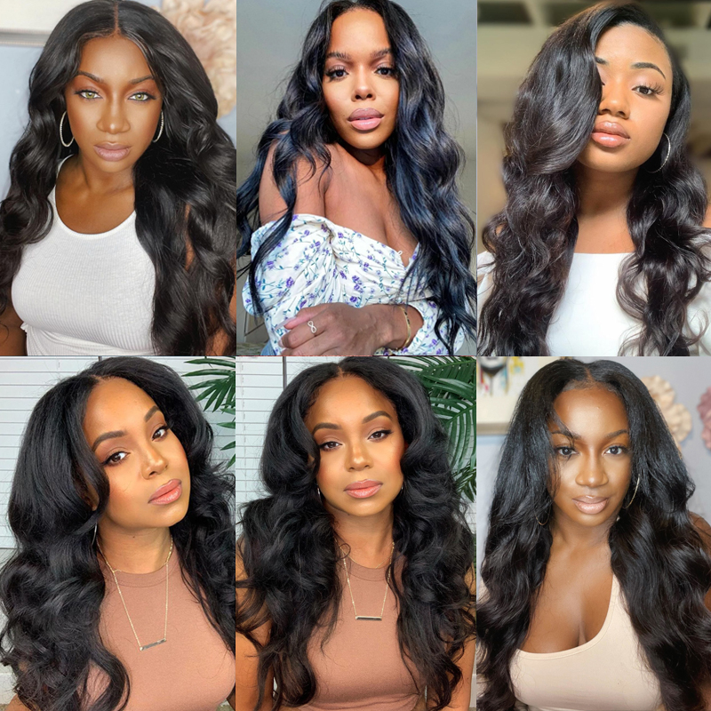 Virgin Human Hair Body Wave V Part Wigs - 图片 8